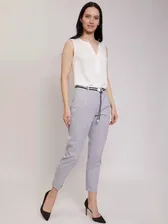 Брюки в тонкую полоску zolla 021257366033, цвет синий, размер XS