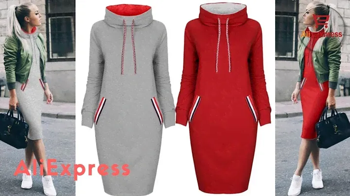 Одежда с AliExpress. Красивое осеннее зимнее теплое платье толстовка с длинным рукавом.