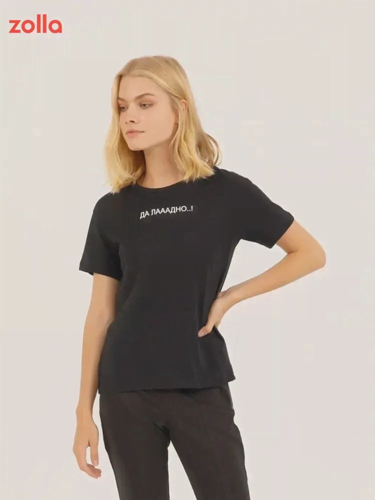 🛍 Футболка Zolla для женщины черный-3